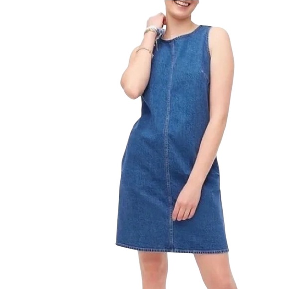 J. Crew denim sheath blue jean mini dress sleeveless size 4 excellent condition - Picture 1 of 13